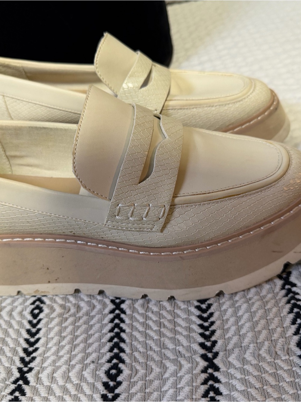 Dolce Vita Cream Platform Mules with Textured Strap